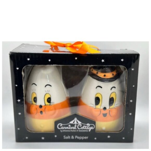 NEW Johanna Parker Salt &  Pepper Candy Corn Carnival Cottage Set - Picture 2 of 4